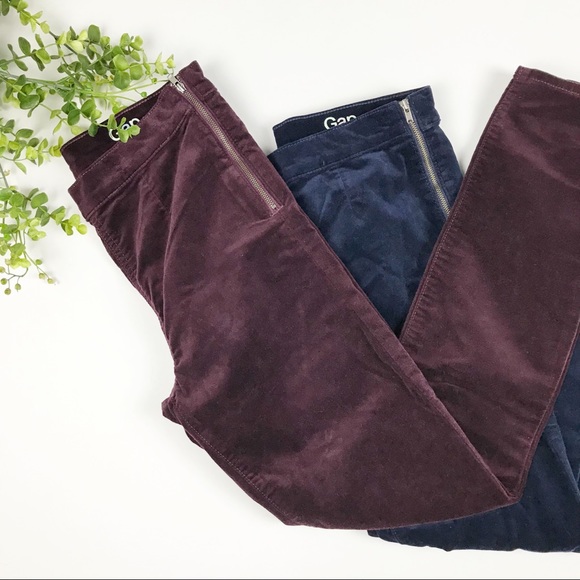 GAP | Burgundy & Navy Velvet Side Zip Legging | 26 - Picture 2 of 14